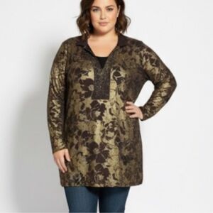 Sea suns 1X Elegant Gold and Brown Women's Top